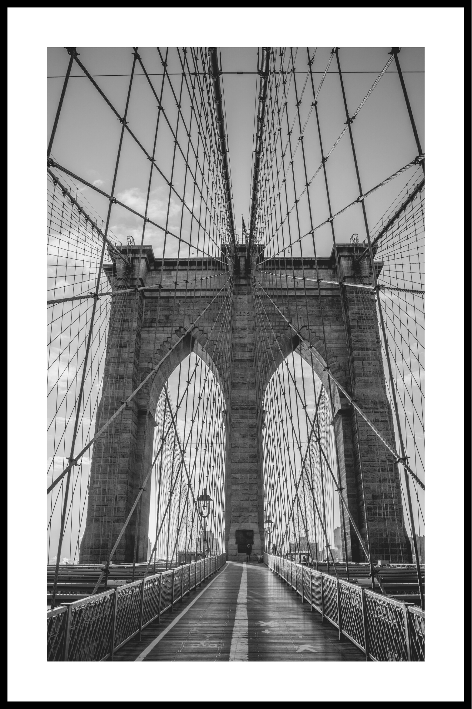 Zwart-wit poster van de Brooklyn Bridge