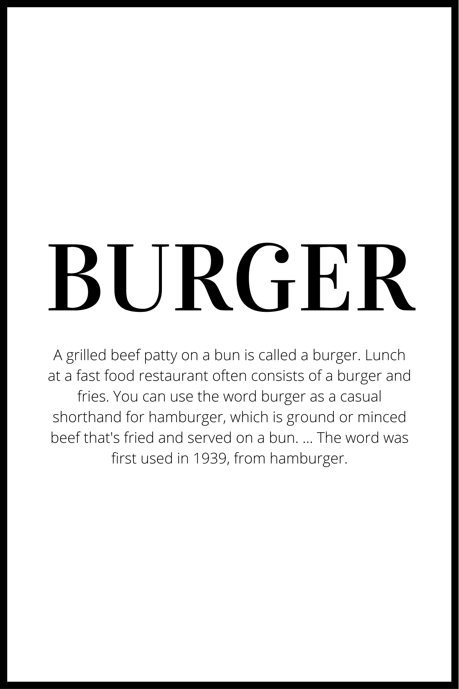 Burger definitie poster