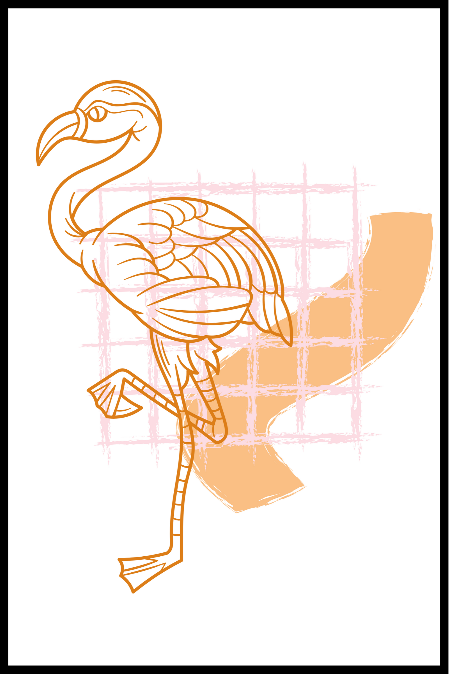 Oranje flamingo poster